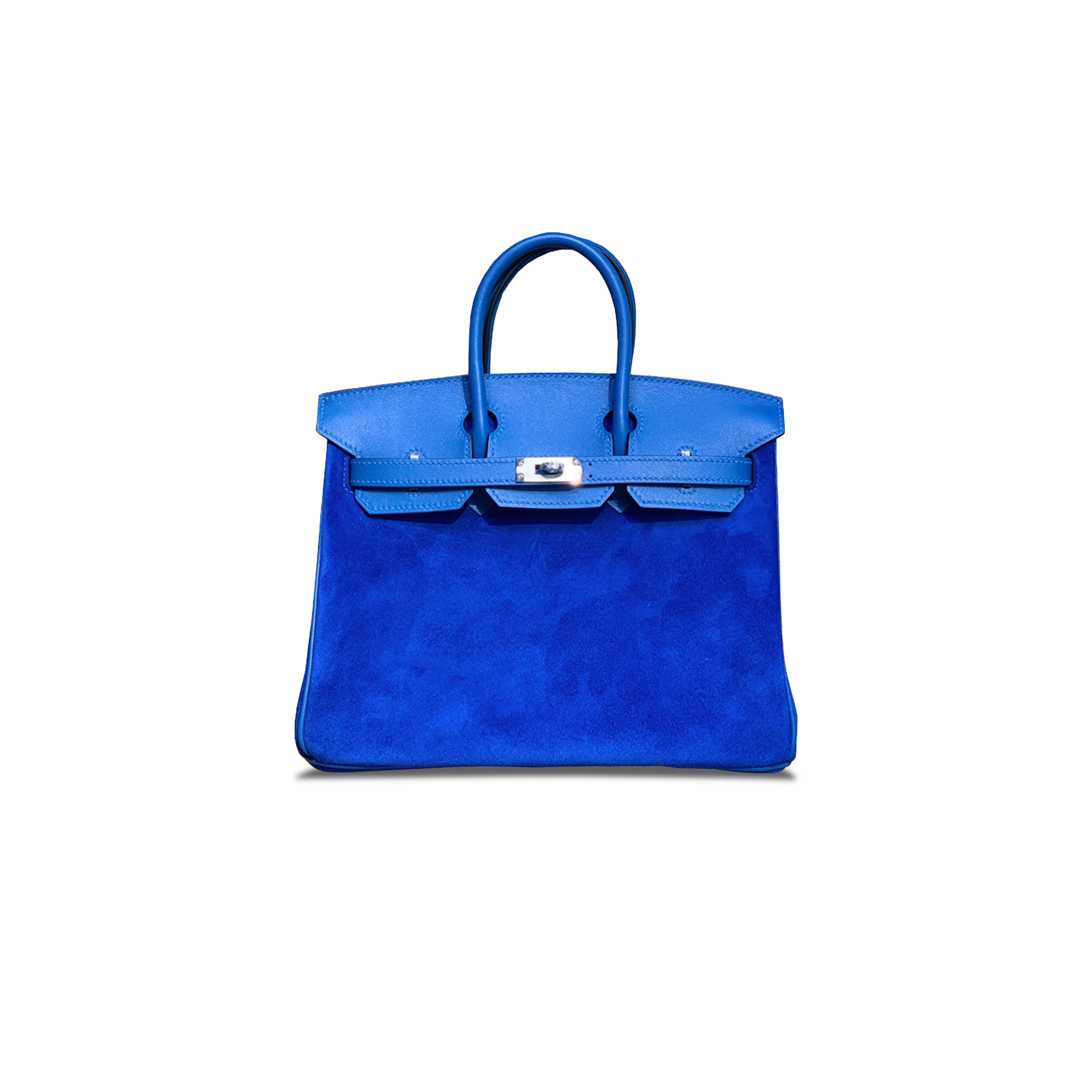 H**mes master birkin 25 chamois and swift royal blue silver buckle h028369cc97 (25*20*13cm)